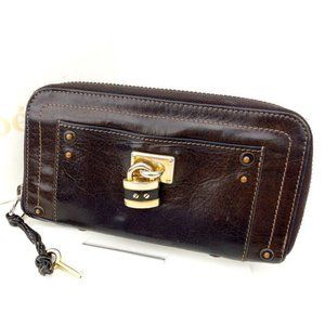 Chloe Wallet Purse Long Wallet Brown Woman Authentic Used Y838
